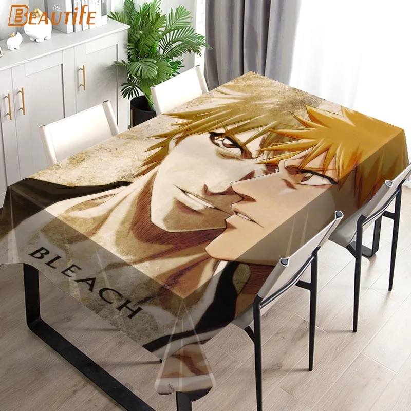

Custom Ichigo Kurosaki BLEACH 140X250CM Kitchen Tablecloth Korean Interior Dining Table Decor Anti-Stain Table Covers 0104