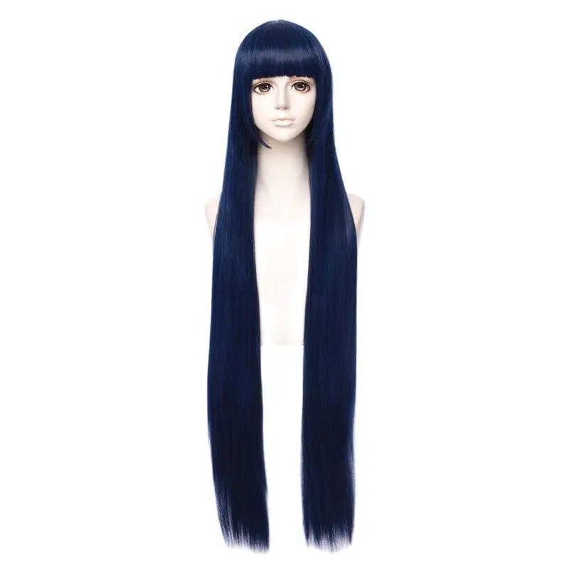 

Anime Hyuga Hinata Cosplay Wigs Women Blue Long Straight Hair Wig With Neat Bang + Free Wig Cap
