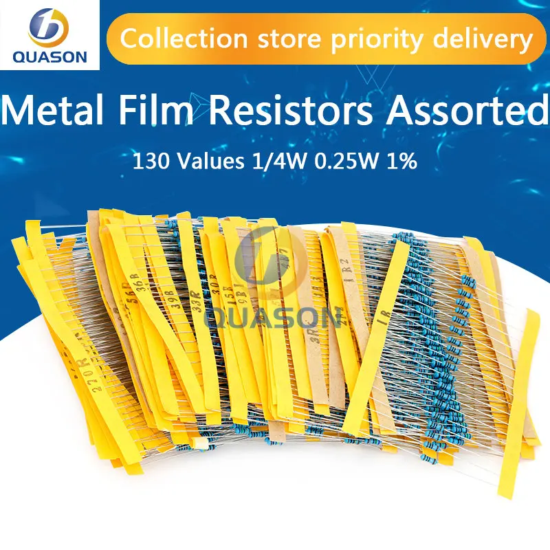 

2600pcs 130 Values 1/4W 0.25W 1% Metal Film Resistors Assorted Pack Kit Set Lot Resistors Assortment Kits Fixed capacitors