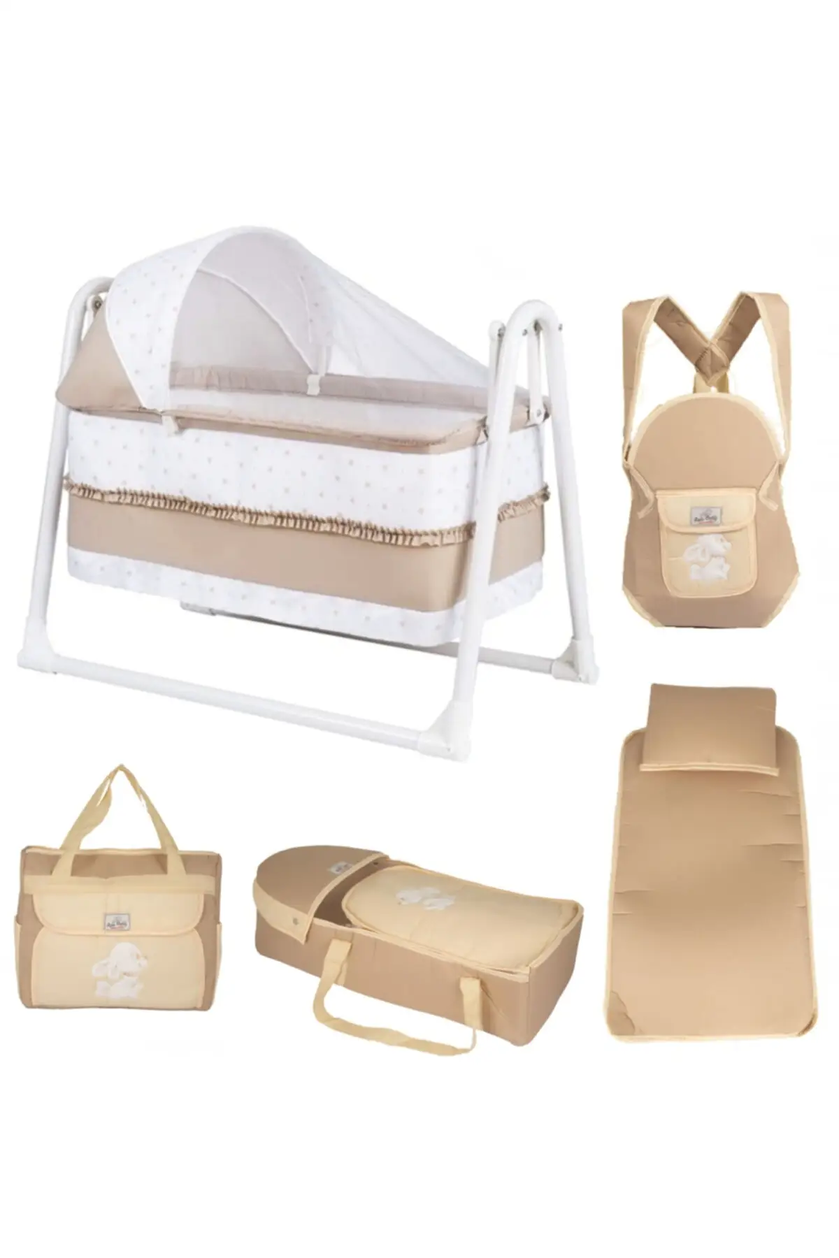 5 piece Baby Crib Set Basket Cradle Carrycot Care Bag Bottom Opening Kangaroo Set