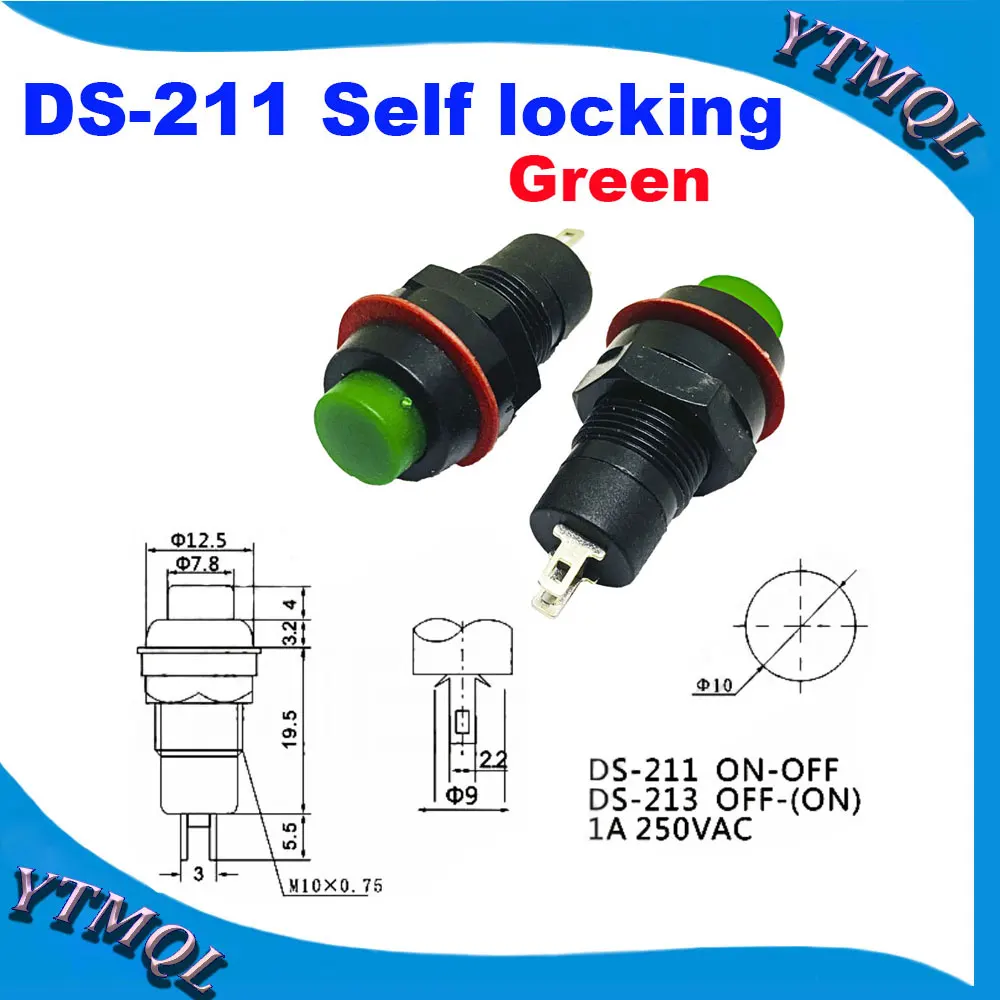 10 шт. DS-211 DS-213 кнопочный переключатель мм Sesaat/Diri Penguncian Tombol Bulat Switch DS211 DS213 Miniatur