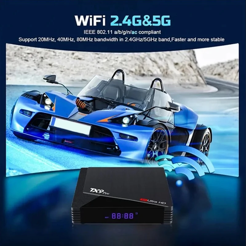 TX9 Pro Android 10.0 Set Top Box 6K HD Dual Brand 2.4G 5.8G Wi-Fi Медиаплеер AIIwinner H313 Smart TV EU Plug
