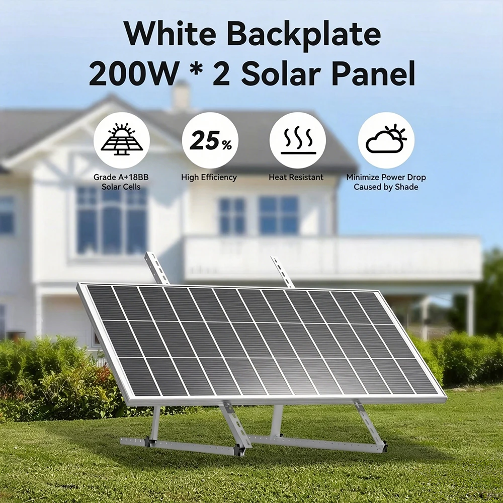 RVPOZWER 400W Solar Panel 12 Volt Monocrystalline Solar Panel 18BB Cells High Efficiency Module RV Marine Boat Caravan Off Grid 2Pcs 200W