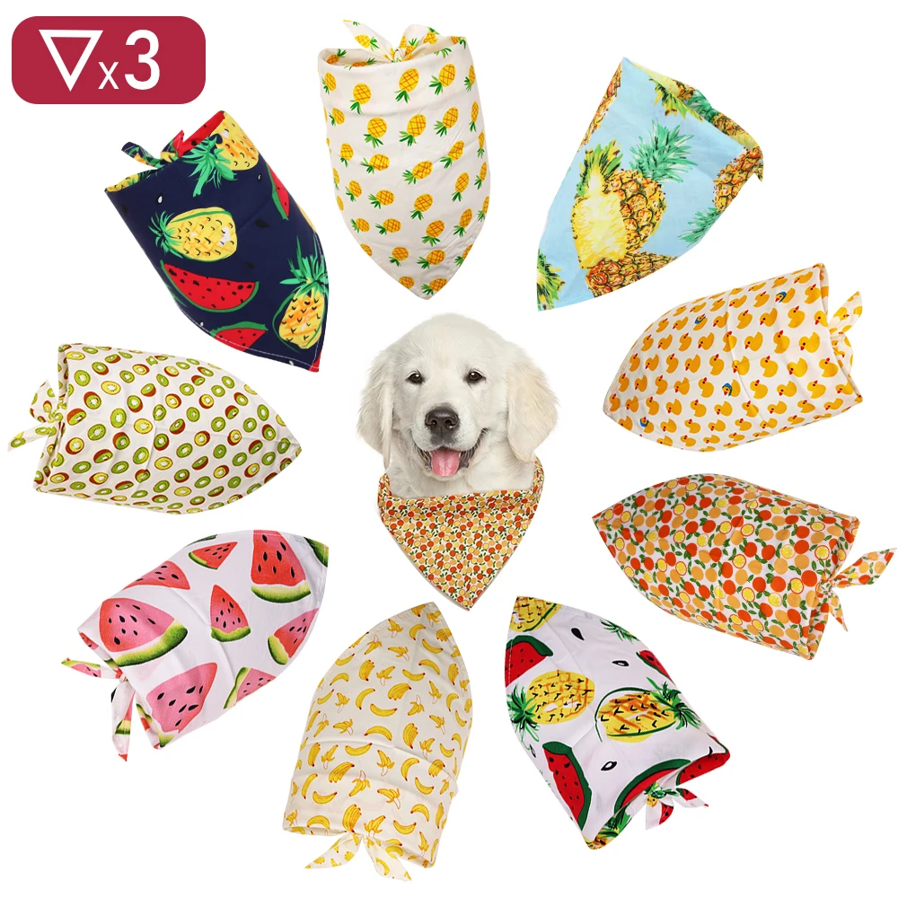 

3 Pcs A Pack Dog Cat Fruit Patterns Bandanas Summer Pet Adjustable Scarf Bandanas Dog Cat Daily Bow Tie Dog Supplier Accessories