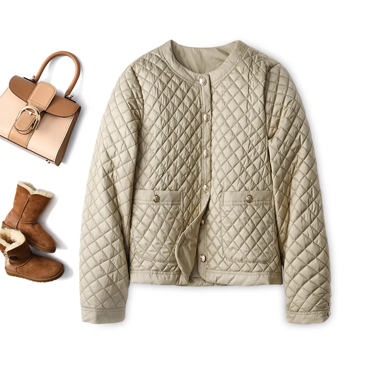 

Женский однобортный укороченный топ, тонкая весенняя офисная куртка из полиэстера с узором ромбиками и широкой талией, на пуговицах, 2022