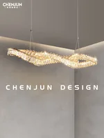 Italian Designer Model Dining-Room Lamp Light Luxury Crystal 2022 New Modern Minimalist Creative High-End Long Chandelier