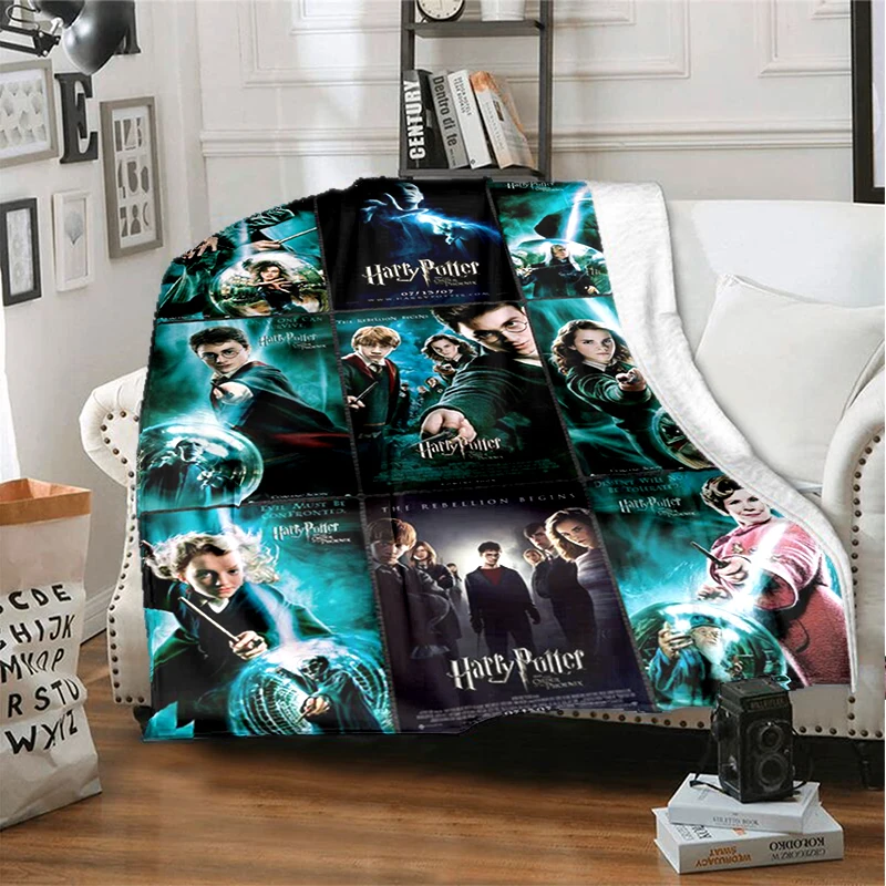

3D printed film and magic school character fashion flannel blanket, living room, bedroom, bed, sofa insulation blanket