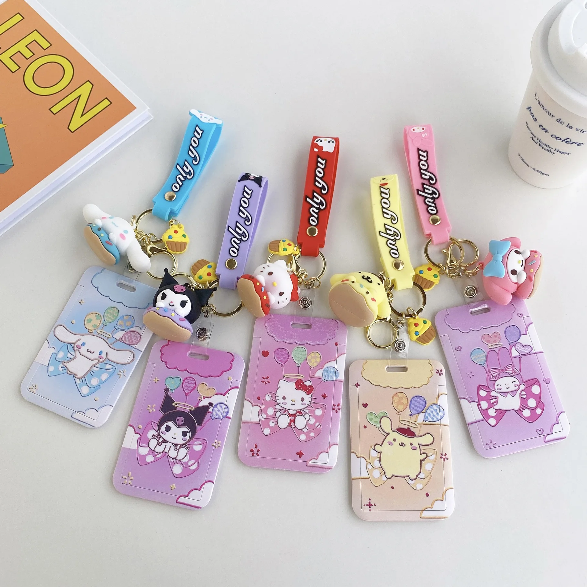 

Holle Kitty Cartoon Melody Kuromi Bus Campus Keychain Anime Id Card Lanyard Phone Rope Holder Lariat Keyring Fashion