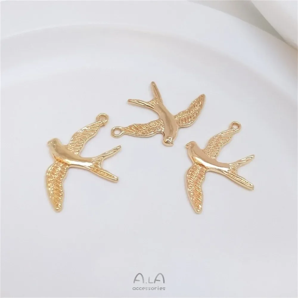 14-каратное золотого цвета и мир летающий голубь маленькая ласточка кулон браслет