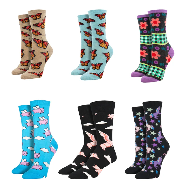

New INS Fashion Crazy Cartoon Piglet Women Cotton Socks Colorful Happy Unicorn Men Socks Cute Funny Couples Personality Socks