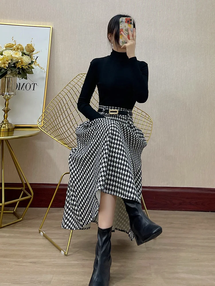 Plaid Skirt Autumn clothes Women 2024 New Popular and Beautiful This Year Dress Outfit High Sense Small Two-piece Set