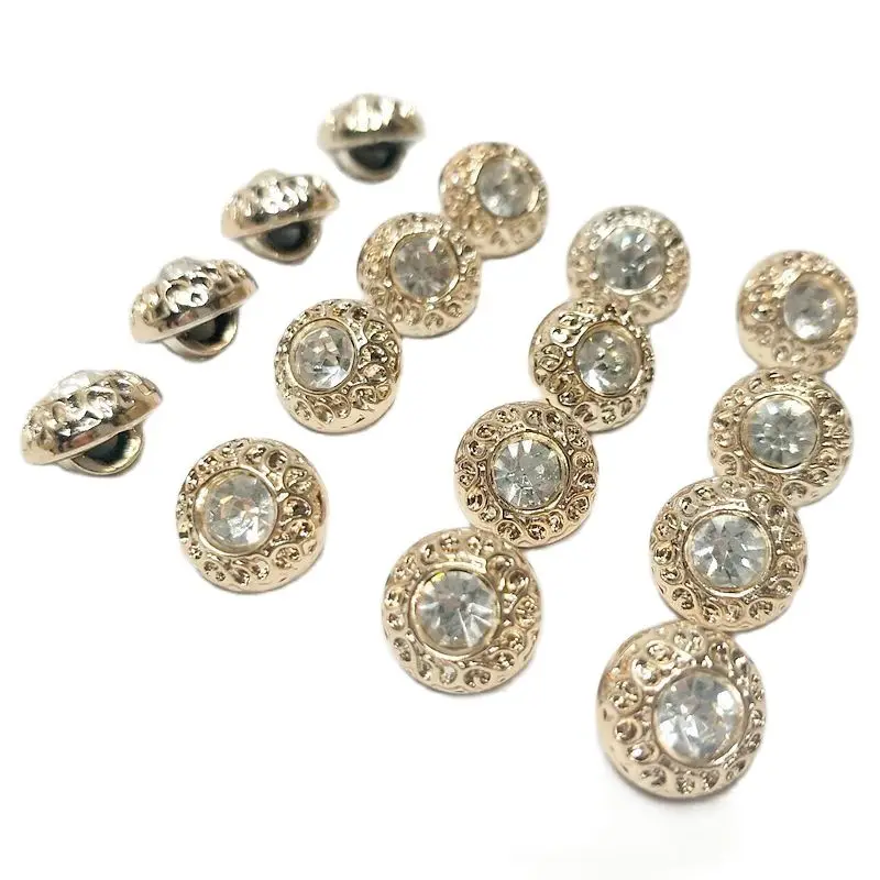 

HL 50PCS/100PCS 11MM New Plating Buttons With Rhinestones Shank DIY Apparel Sewing Accessories Shirt
