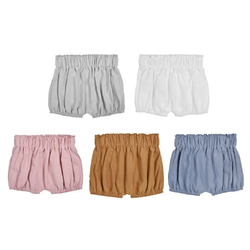 

Toddler Girls' Solid Color Shorts Ruffled Bloomers Diaper Cover Cotton 5