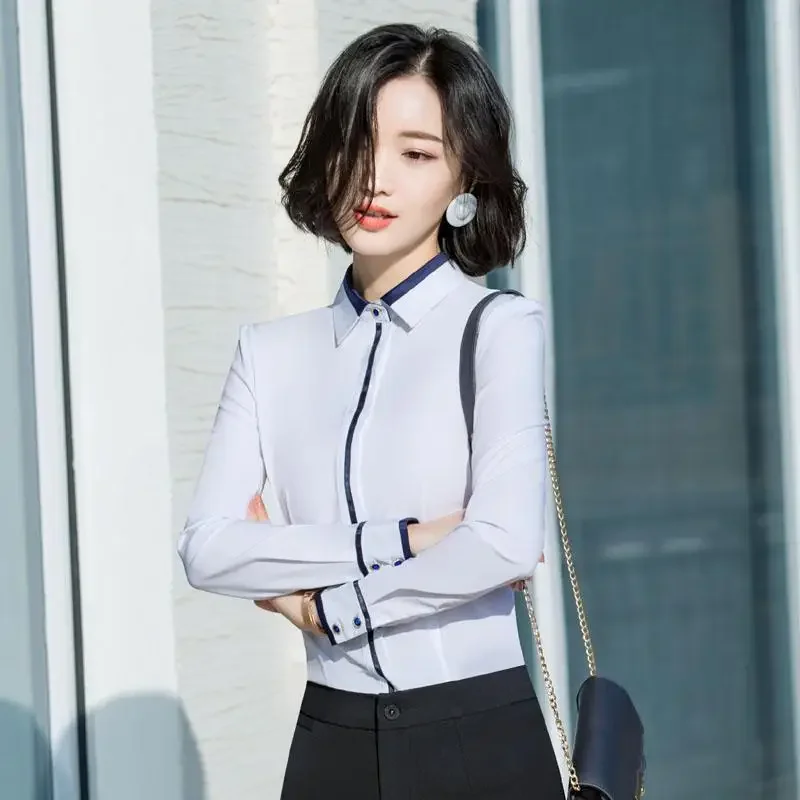 Блуза с длинным рукавом для женщин одежда работы белая рубашка primavera и отоние