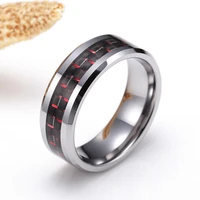 tigrade 8mm men tungsten ring black red woven pattern inlay wedding engagement band cool ring size 6 13 drop shipping
