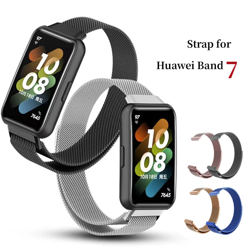 Milan Magnetic Loop Strap For Huawei Band 7 Metal Stainless Steel Replacement Bracelet For Huawei Band7 Smart Watch Wristband