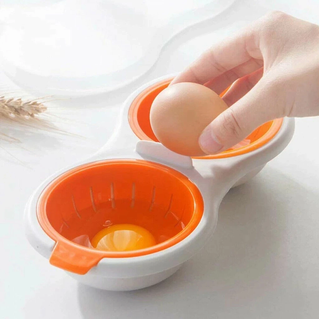 

Draining Egg Boiler Food Grade Cookware Cup Egg Poacher Kitchen Steamed Egg Set Microwave Double Layer Egg Ovens Cooking Tools