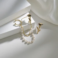 2022 metal driping oil rose flower pearl chain all match fashion earrings set womens temperament niche design tassel ear studs