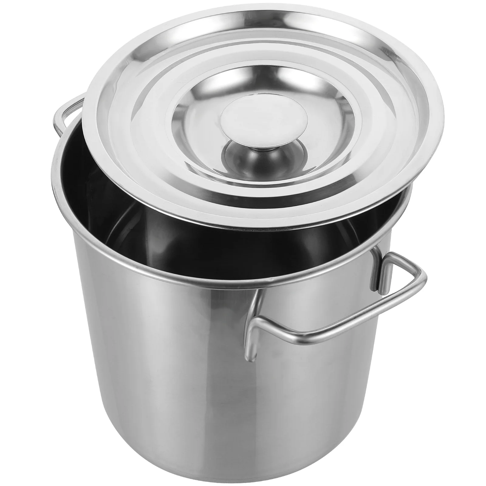 

Double Ear Soup Bucket Lid Seafood Boiler Containers Lids Stainless Steel Pot Steamer Cooking Metal Supplies Barrel