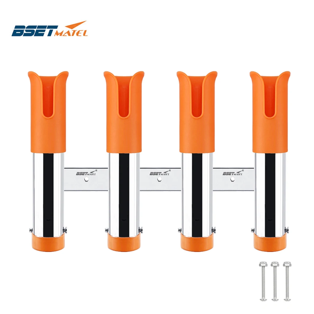

4 Tubes Link Stainless Steel 316 Slotted Rod holders Boat Fishing Rod Rack Holder Pole Tube Mount Bracket Marine Accessories