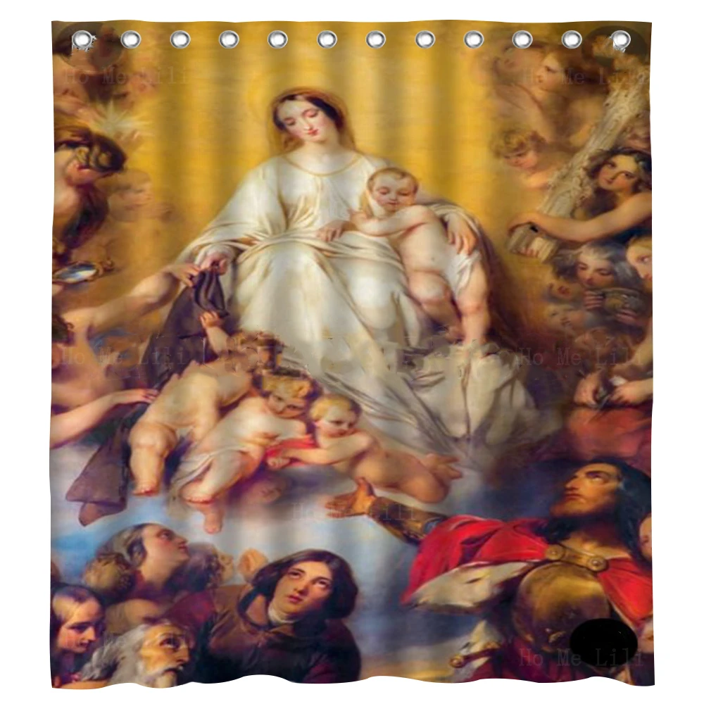 

The Nativity Of Christ Christmas Star Virgin Of The Rocks Our Lady From Carmel Shower Curtain By Ho Me Lili For Bathroom Decor