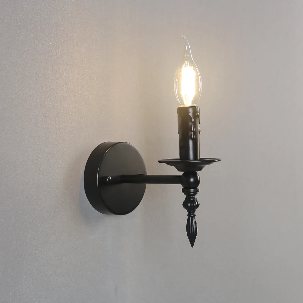 

Винтажная лампа, черная свеча, светодиодные Настенные светильники в стиле ретро, лофт, бра для гостиной, прикроватные светильники