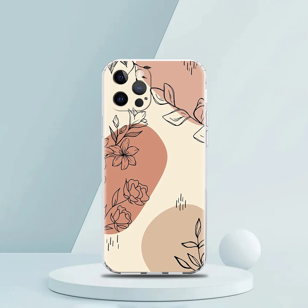 Line Art Sketch Flower Girl Transparent Silicon Phone Case For iPhone 14 13 12 11 Pro Max 8 7 Plus X XS Max XR SE 2020 Bag Shell