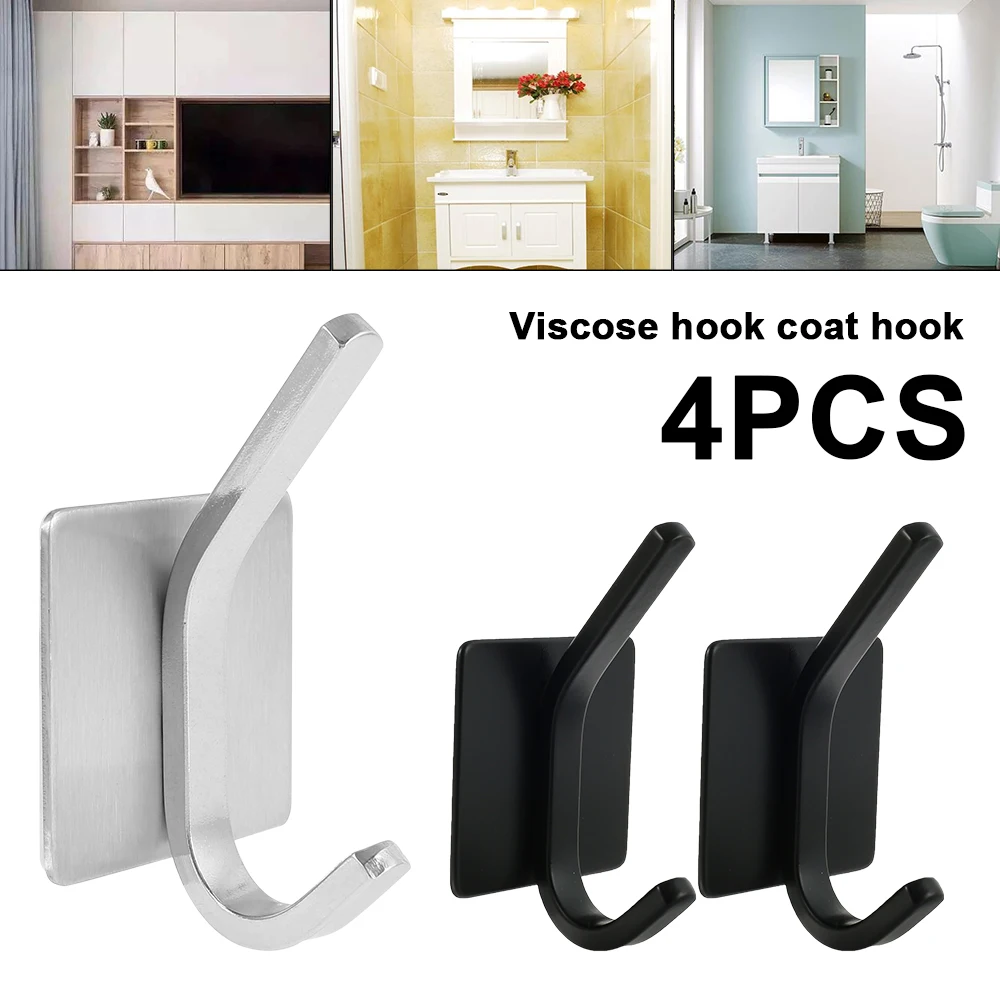 

4pcs Stainless Steel Strong Self Adhesive Door Wall Hangers Hooks Suction Heavy Load Rack Cup Sucker for Kitchen Bathroom
