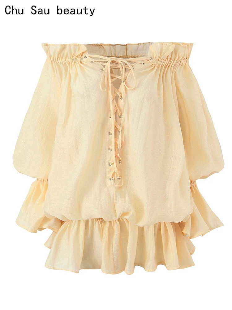 

Женская Свободная блузка с открытыми плечами и рукавами-фонариками