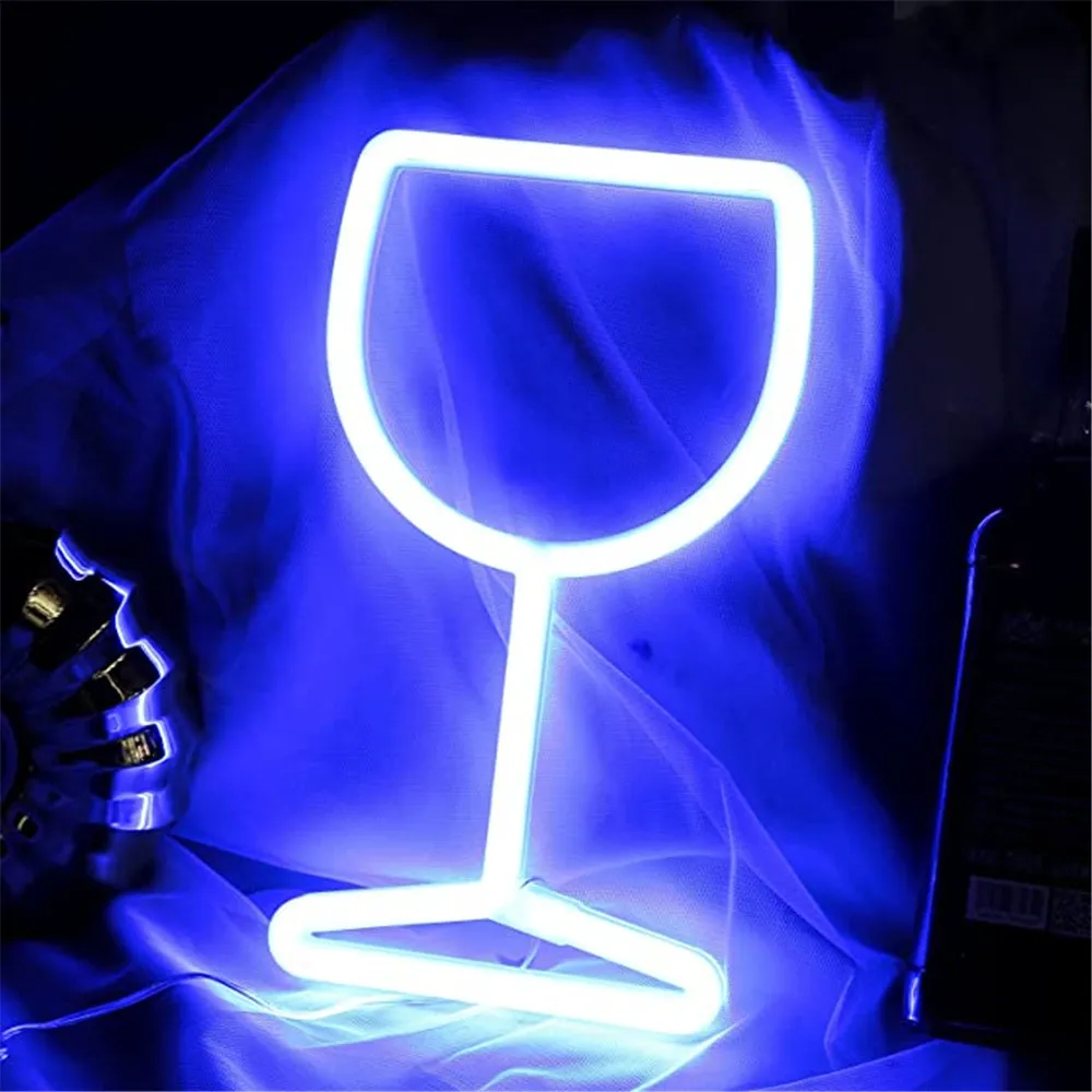 

Wine Glass Led Neon Light Signs Winebowl Wall Hanging Lamp Wall Night Light Usb Battery Operated Neon Sign Bar Room Decor Gifts