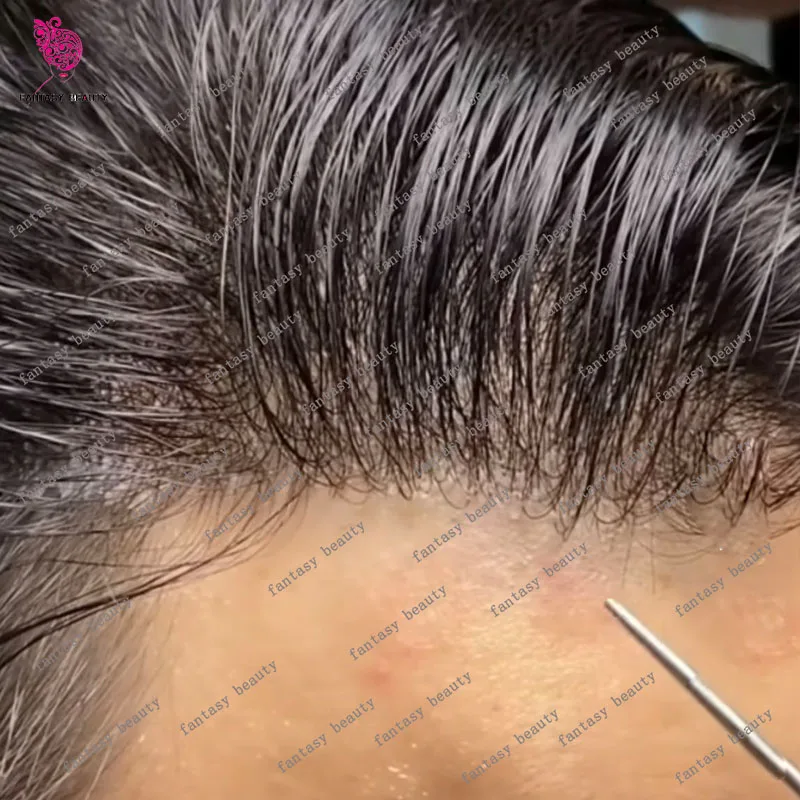 Ультратонкий мужской парик из кожи 0 02-0 03 мм натуральная линия волос коричневый