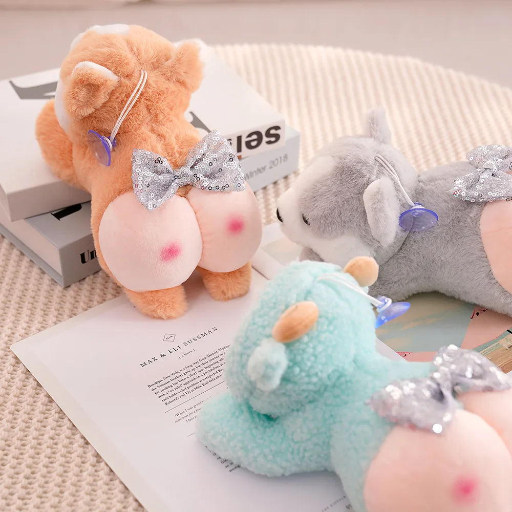 

22cm Kawaii New Type Pink Peach Butt Animals Sheep Pig Dog Hairy Stuffed Plush Toy Intresting Gift Home Decro