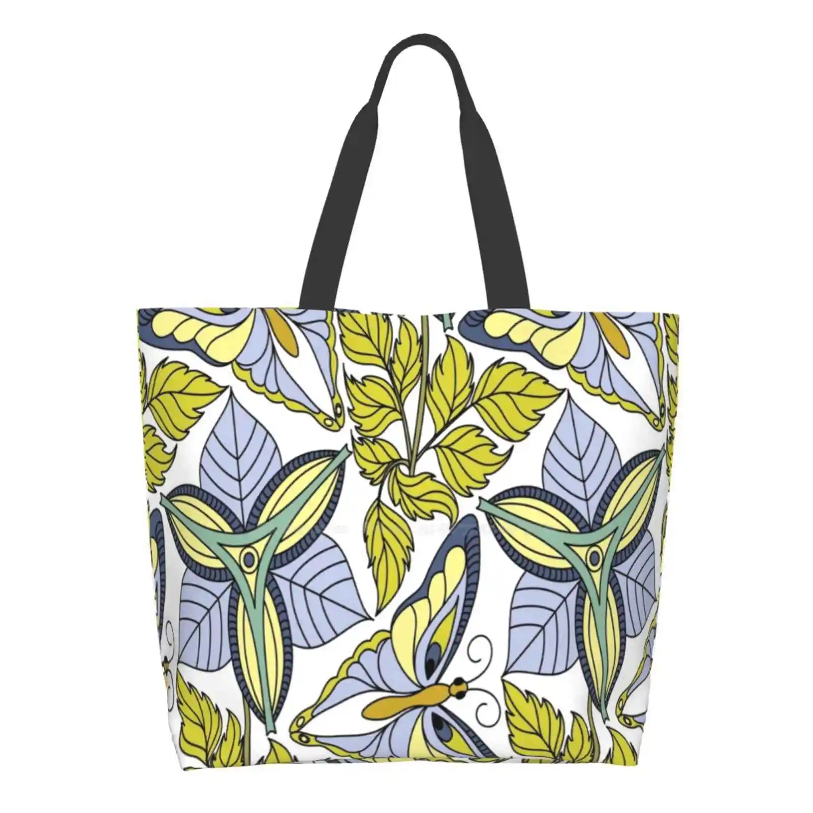 

Pattern High Quality Large Size Tote Bag Buttefly Butterflies Colors Blue 100 Letters Alone Angel On Fire Ashley Ashley