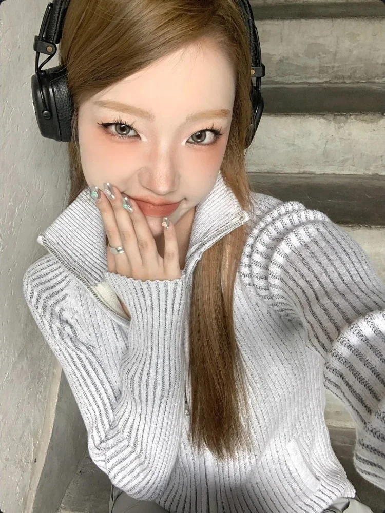 Hikigawa шикарный модный женский свитер в уличном стиле винтажный серый