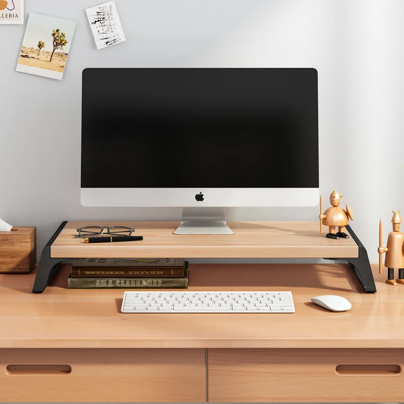 

1 Pcs Office Computer Heightening Storage Shelf Screen Base Desktop Keyboard Sorting Support Rack Wood