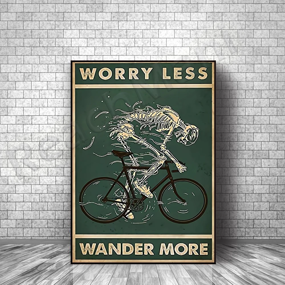 

Skull Cycling Carefree Poster Wall Decor Vintage Art Poster