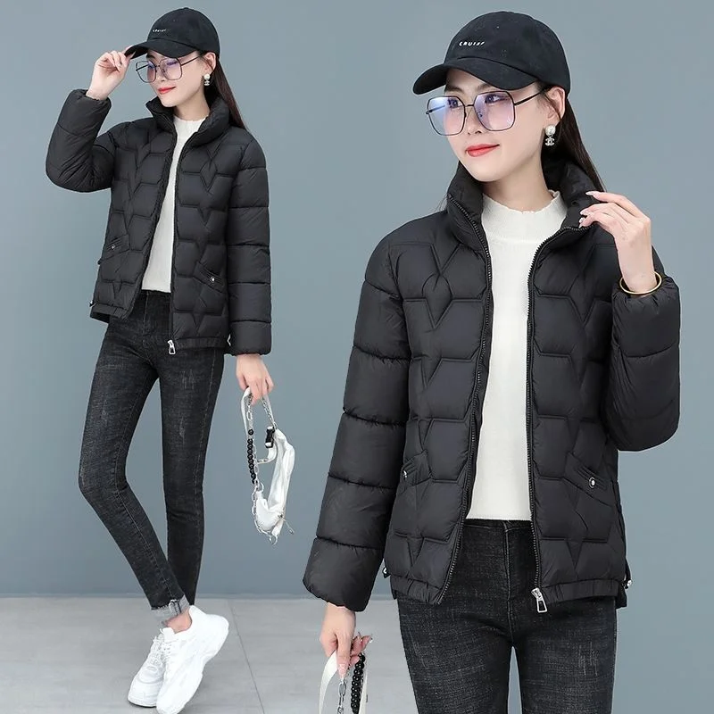 2022 light down cotton jacket women's short Korean stand collar cotton jacket small man cotton jacket autumn and winter new coat