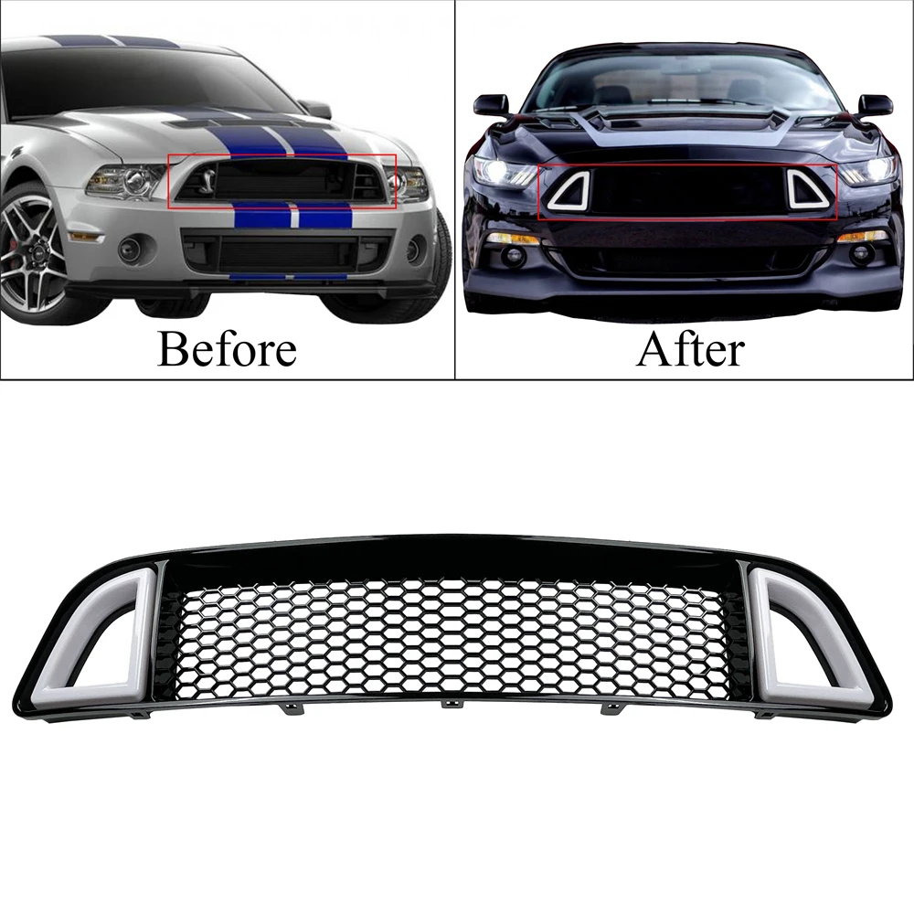 

Для 2013-2014 Ford Mustang Non-Shelby передний бампер Верхняя w/белая фоторешетка