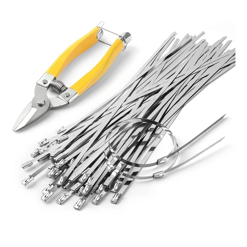 

Heavy Duty Cable Ties Cable Ties (With Tie Cutter) Uv Resistant Stainless Steel Zip Ties, 11.8 Inch