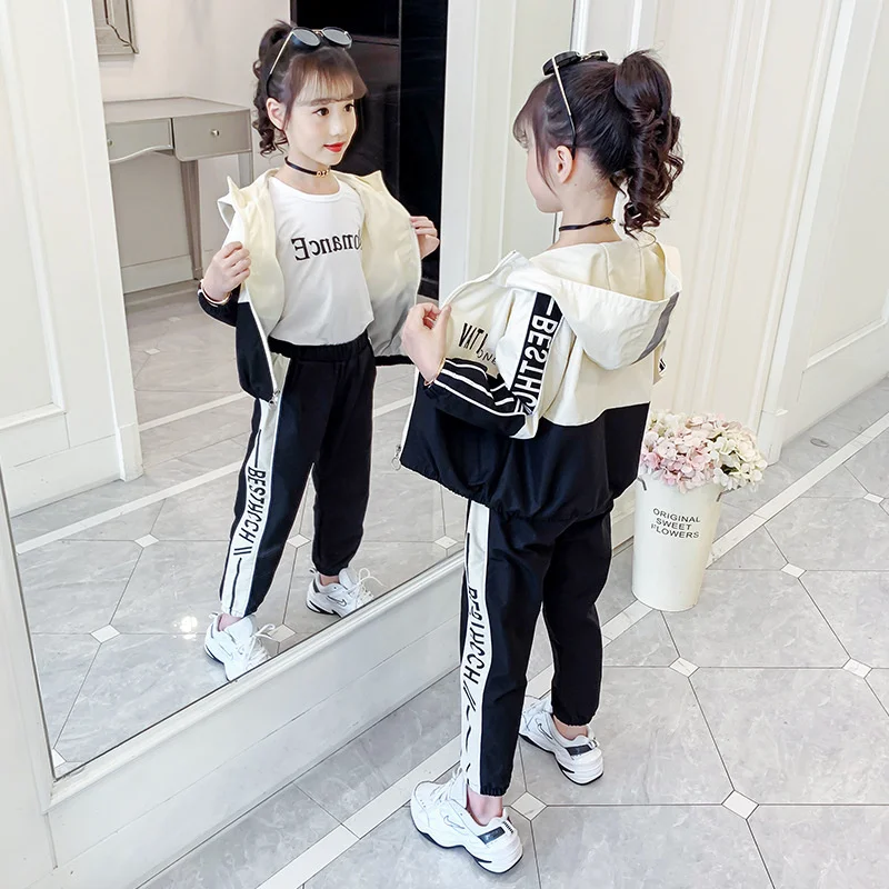 2 шт./комплект детский хлопковый комплект из куртки на молнии и брюк |