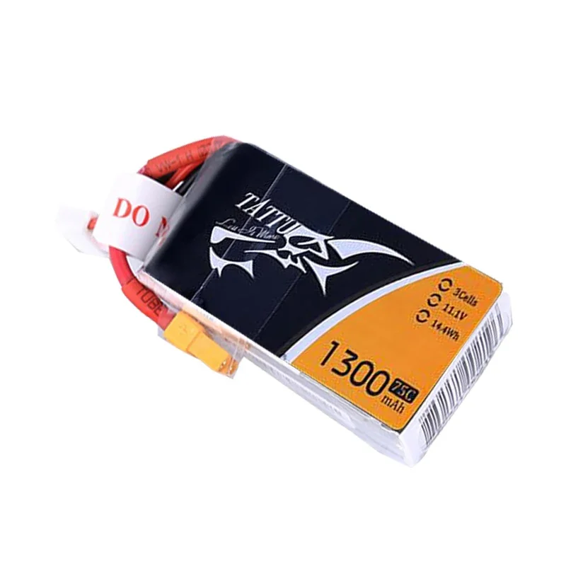 НОВЫЙ TATTU 1300 мАч 75C 11,1 В Lipo аккумулятор с разъемом XT60 для радиоуправляемого вертолета, квадрокоптера, FPV, детали гоночного дрона, аккумулятор 3S (art.: 3920cdcf73307) - 3920cdcf73307