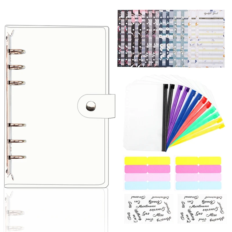 

A6 Budget Binder Waterproof Cash Budget Envelope System With Color Zipper Envelopes Budget Sheet And Label Stickers