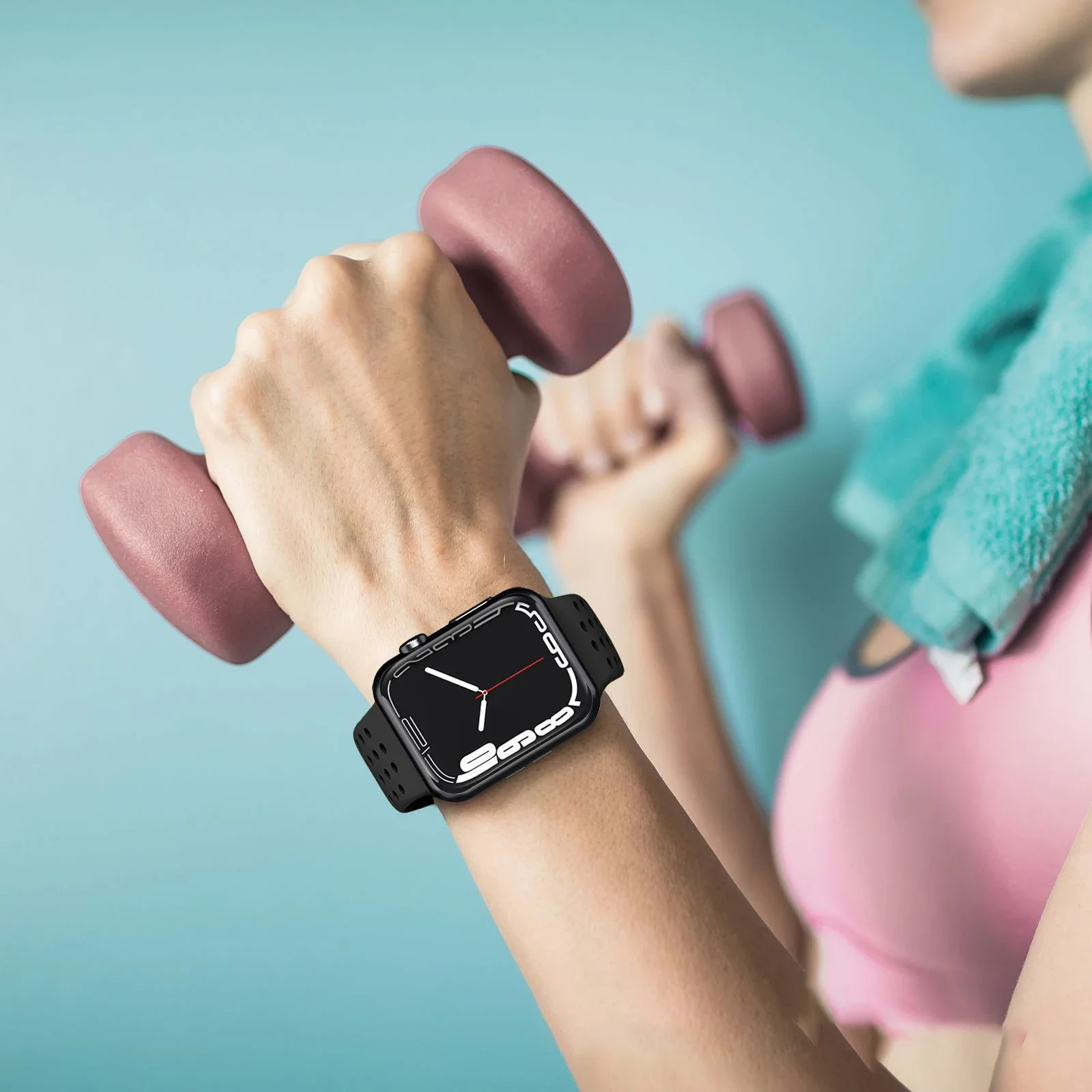 Silicone strap for apple watch band 49mm 44mm 45mm 42mm 40mm 41mm 38mm Double-stud style bracelet iwatch Series 6 7 se 8 ultra