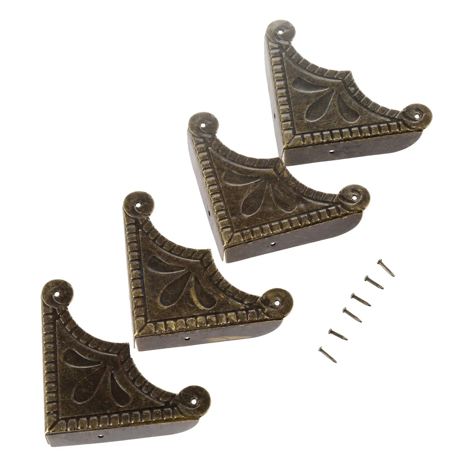 

4 шт., 48/56 мм, антикварный угловой кронштейн, подарочная коробка для ювелирных изделий, деревянный корпус, декоративная защита для ног, угловая защита, мебельная фурнитура