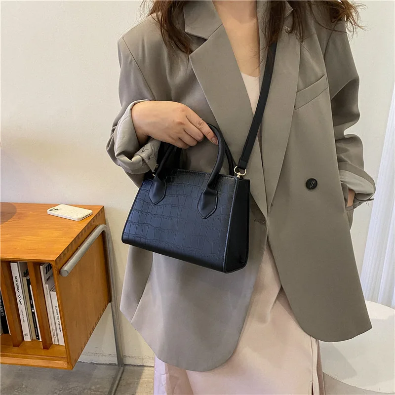 2023 New Vintage Texture Simple Women's Bag with Western Stone Pattern Crossbody Bag ins Small Square Bag Fashion Handbag