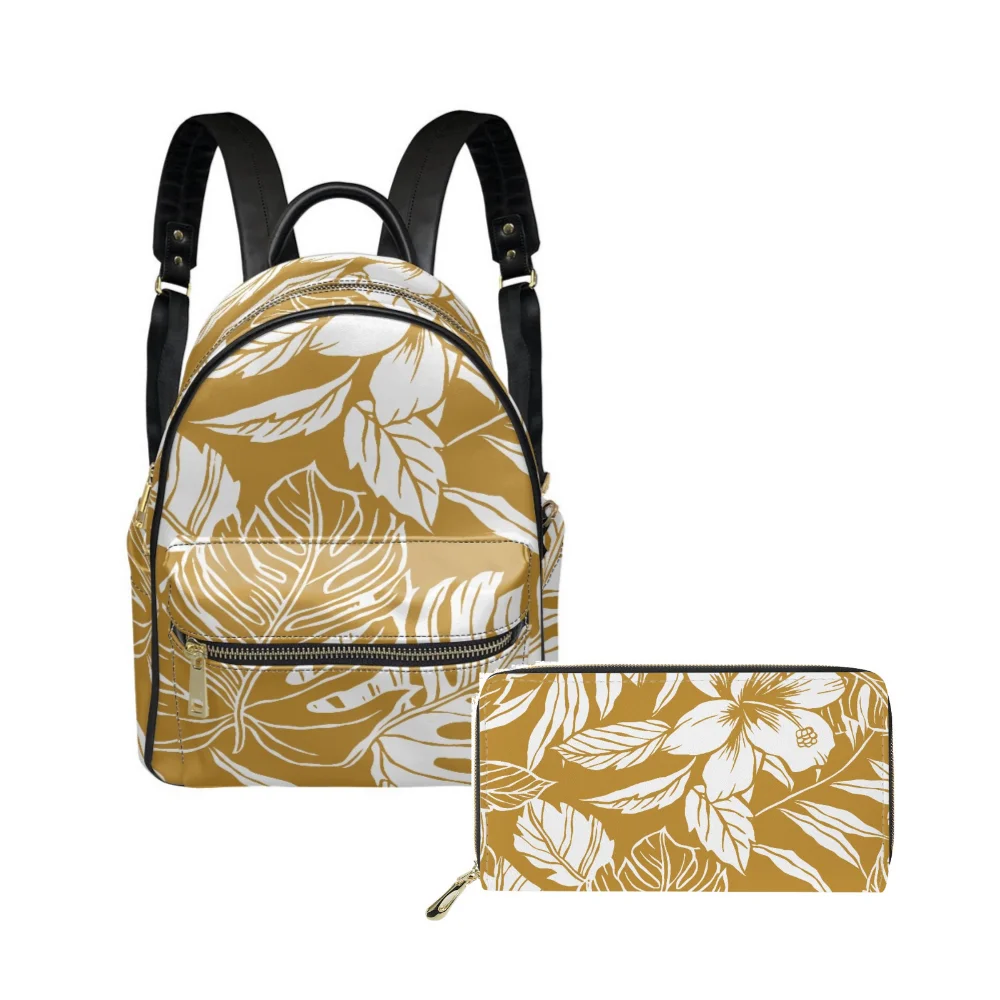 Женский рюкзак с цветочным принтом Самоа дорожный стильный комплект из 2