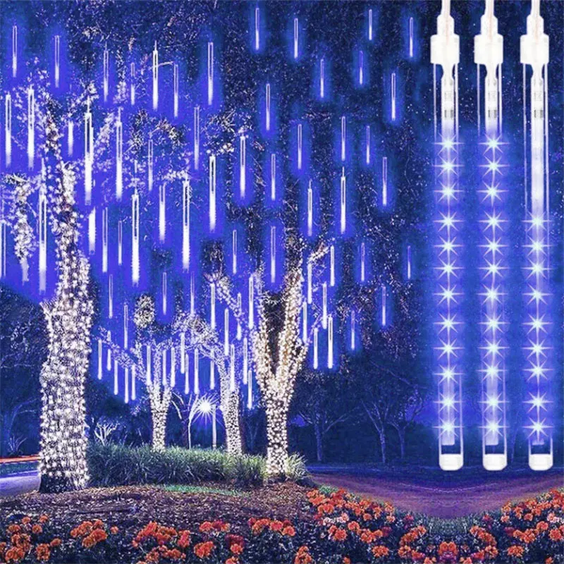 

8 Tubes Meteor Shower Rain LED Fairy String Lights Festoon Street Garland Christmas Decorations for Home Outdoor New Year 2024