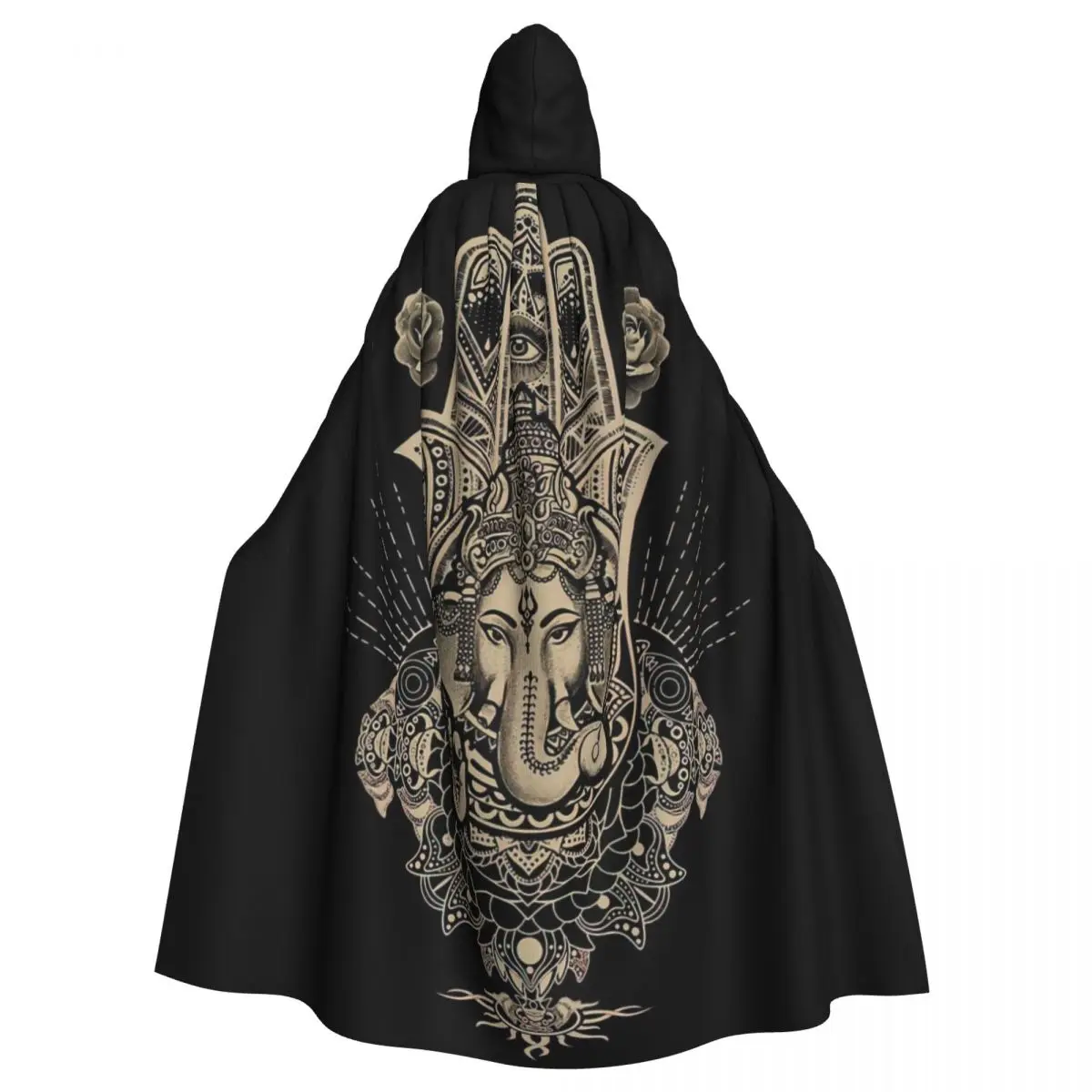 

Mandala Hamsa Art Hooded Cloak Halloween Party Cosplay Woman Men Adult Long Witchcraft Robe Hood