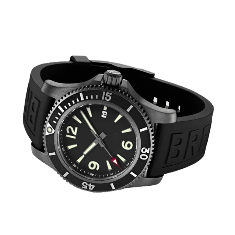 

mens mechanical watch automatic blue black Ceramic rubber strap waterproof man wristwatches