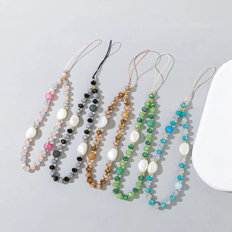 

Korean Fashion Acrylic Natural Stone Mobile Phone Chain Women Wrist Strap Lanyard Cellphone Case Telephone Pendant Jewelry